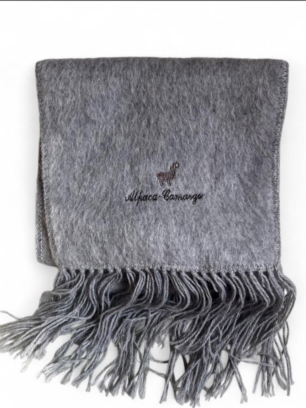 Alpaca Camargo Embroidered Grey Wool Scarf
